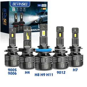 Bevinsee V55 9005 9006 9012 Auto White Globes Conversion Kit H4 Car Led Headlamp H7 H11 H8 H9 LED Headlights