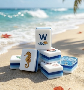 Jeu de Mahjong Personnalisé de Luxe Moderne Thème Océan Américain, Tuiles en Acrylique Faites à la Main Motif Sirène et Créatures Marines, Durable et Portable - Product Image 2
