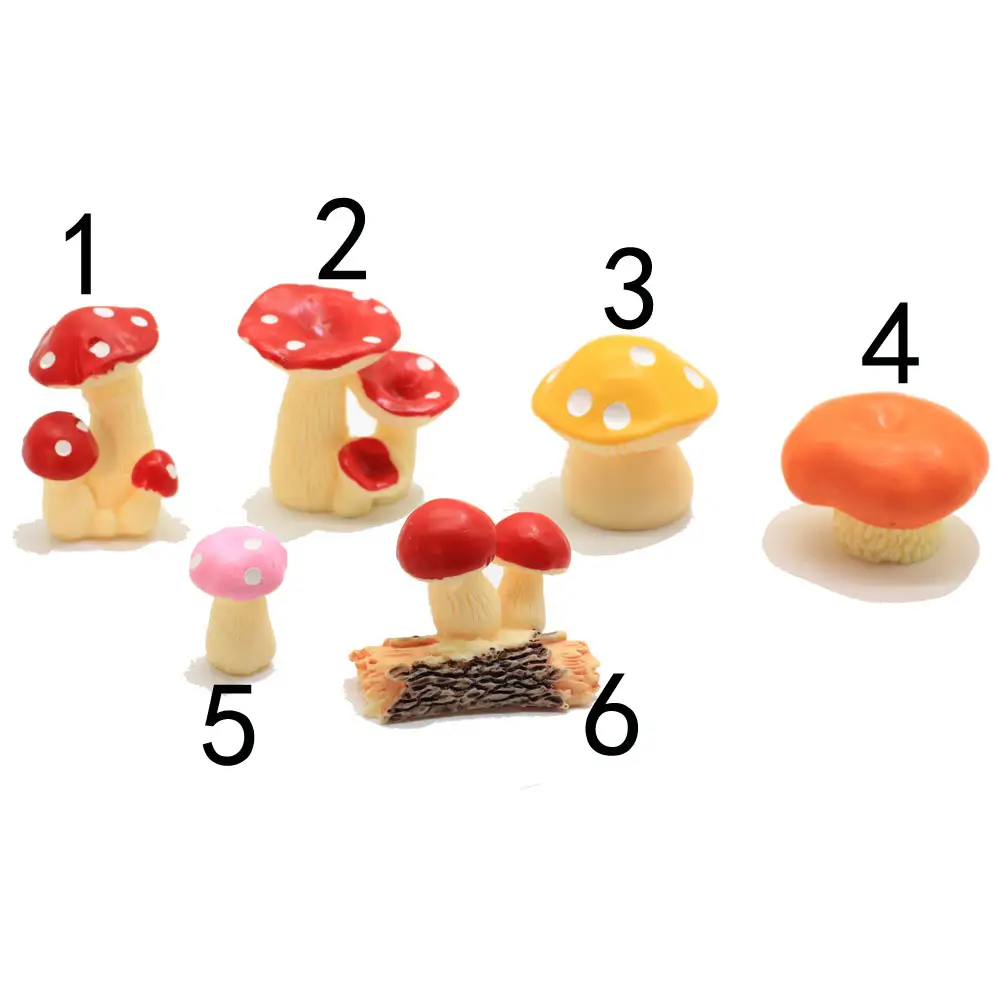 Assorted 100Pcs/Lot Miniature Fairy Garden Decoration Mushroom Craft Kawaii Mini Resin Landse Mushroom Cluster Figurine