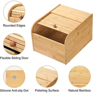 Caja de Almacenamiento de Arroz de Bambú, Rectangular, Hermética, con Tapa de Madera, para Uso en la Cocina - Product Image 4