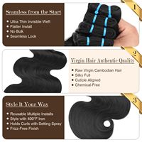 Extensiones de Cabello Humano Natural de 15 Pulgadas, Ondulado, Cabello Virgen Vietnamita, Tejido Rápido, Doble Trama, Completo y Grueso, Negro Natural