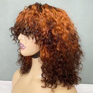 Wholesale 100% Human Hair Sdd, <b>Cheap</b> Natural <b>Wigs</b>, Human Virgin <b>Wig</b> Piano Color Hair Luxury Curly Bob <b>Wig</b> No Lace - Product Image 3