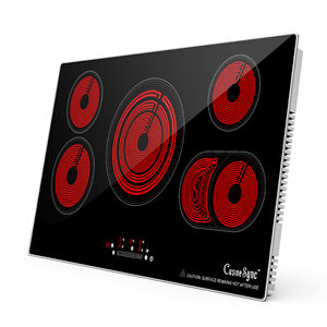 Table de cuisson électrique 5 brûleurs, plaque de cuisson électrique 36 pouces 9200W, plaque vitrocéramique encastrable avec brûleur BBQ, commande tactile, sécurité enfant - Product Image 1