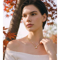 Collier JINYOU 8111 élégant en acier inoxydable plaqué or PVD, pendentif en forme de perle en zircone cubique