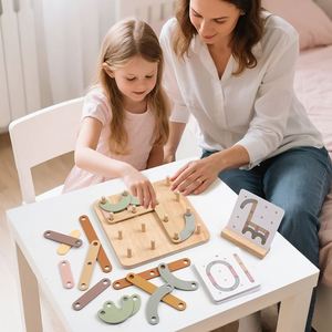 Juego de Actividades de Construcción con Letras y Números de Madera, Tablero de Clasificación, para el Aprendizaje, la Imaginación, la Coordinación y la Capacidad de Reconocimiento - Product Image 5