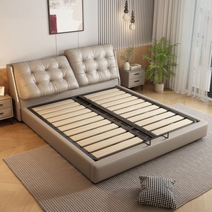 Modern Hard Wood Frame Master Bedroom Wedding Bed with Storage With Storage <strong>Head</strong> <strong>Board</strong> - Product Image 3