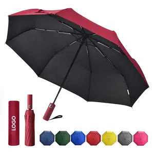 Werksverkauf günstiger personalisierbarer tragbarer vollautomatischer Regen regen damen faltbarer dreifach faltbarer Regenschirm