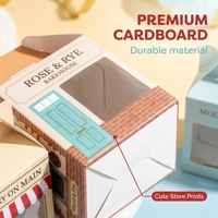 Boîte cadeau pliable en forme de maison avec fenêtre transparente, élégante et de qualité supérieure, pour fêtes et événements, emballage cadeau vide en papier blanc, vente en gros