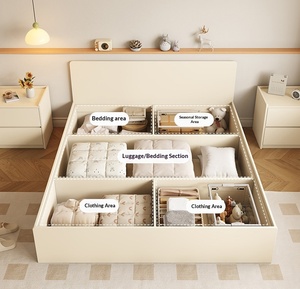 XHA Customizable ENF-class <b>Solid</b> <b>Wood</b> High-<b>box</b> <b>Bed</b> Small Apartment Size 1.5m Master Bedroom Cream Style 1.8m Double <b>Bed</b> - Product Image 1