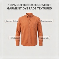 Chemise Oxford pour homme 100% Coton, style Heritage, décontractée, avec logo personnalisé, boutonnée, teinte en pièce, effet délavé naturel, texturée