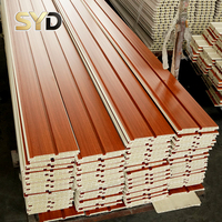 Panel Dinding Berpalang WPC Motif Kayu untuk Dekorasi Interior dan Pelapis Dinding untuk Dinding Berfitur