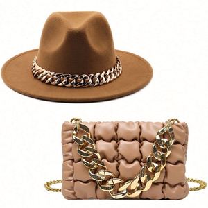 Nuevo Diseño Personalizado de Sombrero Fedora y Bolso de Mano para Mujer, Conjunto de Invierno, Poliéster/Algodón Ecológico, Informal, para Fiestas al Aire Libre - Product Image 4