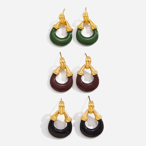 Boucles d'oreilles géométriques en forme de U, en résine composite, couleur or, bijoux de fête pour femmes - Product Image 1