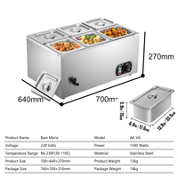 Bain-marie professionnel pour comptoir de cuisine, chauffe-plats rond unique pour restaurant, vitrine chauffante