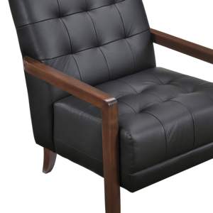 Sofá de acento reclinable de estilo moderno DB, 1 pieza, muebles de madera con acabado de nogal, detalle tapizado de cuero negro para el hogar y la Oficina - Product Image 4