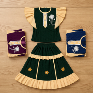 Ensemble 2 pièces haut et jupe pour bébés filles de 1 à 2 ans, en tissu Polestar, manches courtes, tenue de fête pour enfants - Product Image 3