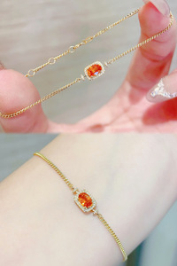 Xinfly 18K Gold Natural Diamonds Fanta Stone <b>Charm</b> Bracelet Pendant Cuban Chain <b>Bangle</b> for Women Gift Wedding Party Custom - Product Image 2