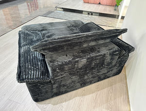 Divano Pieghevole in Velluto a Coste Opaco Grigio Polvere Sfumato, Gambe Pieghevoli, Espansione Rapida, Ideale per Case Piccole e Adatto ai Noleggiatori, MOQ 1 pz - Product Image 4