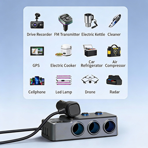 Chargeur de <span class=keywords><strong>voiture</strong></span> portable GXYKIT GC06 12-24V à succès avec 3 prises allume-cigare et 3 ports USB à charge rapide PD35W simultanée - Product Image 4