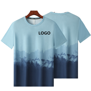 เสื้อยืดไล่เฉดสีน้ำเงิน น้ำหนักเบา ระบายอากาศได้ดี แห้งเร็ว เหมาะสำหรับออกกำลังกาย กิจกรรมกลางแจ้งในฤดูร้อน ผลิตจากโพลีเอสเตอร์ 100% สำหรับทั้งชายและหญิง - Product Image 1