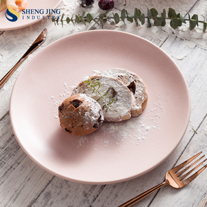 Sang trọng Đảng đám cưới sinh nhật màu hồng Men Matte Vòng platos Fiesta Porcelana rosas gốm nông bữa ăn tối món ăn tấm - Product Image 4