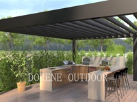 Cuisine extérieure modulaire de luxe, résistante aux intempéries, en acier inoxydable, avec armoires BBQ et pergola à volets roulants pour votre jardin