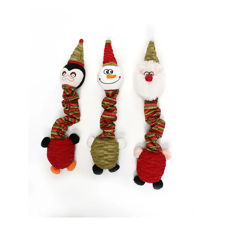クリスマスペット噛むおもちゃ犬猫ぬいぐるみおもちゃペンギンと雪だるま耐久性のあるきしむ音