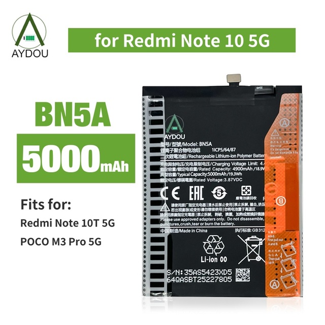 BN5A High Power Li-ion Battery for Xiaomi Mi 12 / Mi 12 Pro / Redmi Note 10 5G 5000mAh Smartphone Battery 1 Year Warranty