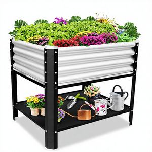 Jardinière surélevée en métal Megawodar, bac à plantes d'extérieur, capacité de 35 gallons, résistant à la rouille, argenté, petite taille, pour fleurs - Product Image 1
