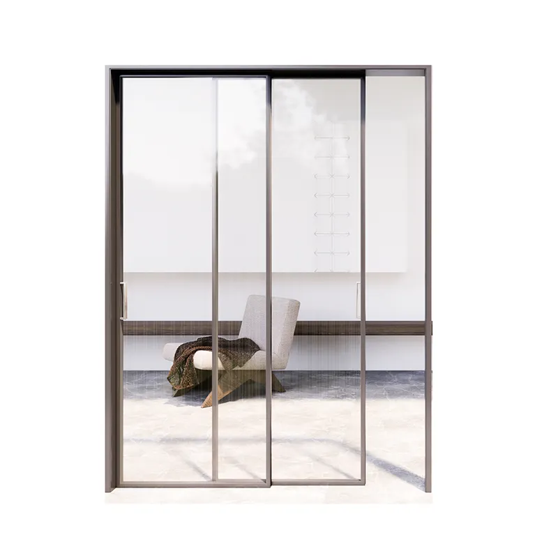 Born-puerta corredera de vidrio transparente para apartamento, puerta deslizante moderna sin pista, precio al por mayor, producción personalizada