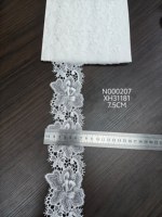 Dentelle blanche de haute qualité en maille filet, tricotée, transparente, avec broderie florale grande et ajourée, bordure festonnée, pour robe et vêtement féminin