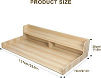 Comptoir de buanderie en bois à 2 niveaux pour lave-linge et sèche-linge, avec tapis antidérapant, étagère de 6,5 pouces et barrières de protection, 54x27,5 pouces, durable et écologique