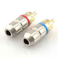 Connecteur RCA mâle plaqué or de type turbine, boîtier tout cuivre, pince à fil en laiton, connecteur audio DIY à souder, 12V 3A 5000 cycles