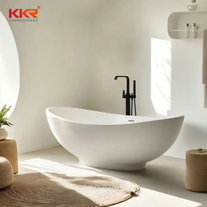 중국 KKR 제조업체 디자인 화이트 프리스탠딩 욕실 무광택 유광 욕조 아크릴 솔리드 스톤 순수 솔리드 서피스 욕조 - Product Image 2