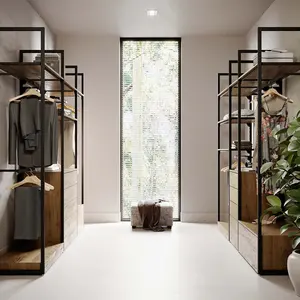 <span class=keywords><strong>Armadio</strong></span> aperto in legno di Teak di alta qualità con sistema di scaffalature modulari in acciaio artigianale - Product Image 2