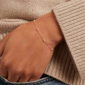 S925 Pure Silver Style Pearl <b>Stacking</b> Temperament Versatile <b>Bracelet</b> Qixi Gift - Product Image 1