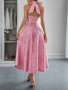 Abito Lungo Maxi <span class=keywords><strong>Elegante</strong></span> Vintage Stile Europeo-Americano <span class=keywords><strong>con</strong></span> <span class=keywords><strong>Scollo</strong></span> <span class=keywords><strong>all</strong></span>'<span class=keywords><strong>Americana</strong></span> e Schiena Scoperta, Asciugatura Rapida, Abbigliamento Donna - Product Image 4