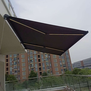 Hợp kim nhôm điện có thể thu vào hiên mái hiên điều khiển từ xa Góc điều chỉnh 100% giải pháp nhuộm Acrylic kích thước tùy chỉnh - Product Image 2