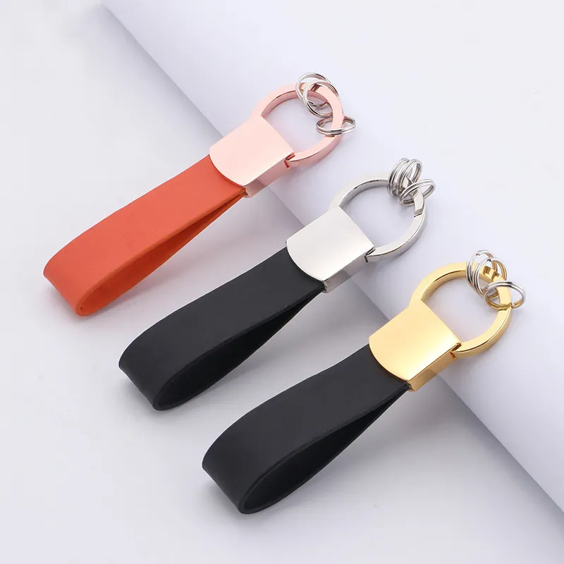 Personalised PU Leather Keychain Cugle Custom Color Logo Car Smart Key Fob Keyless Entry Remote For Auto Promotion