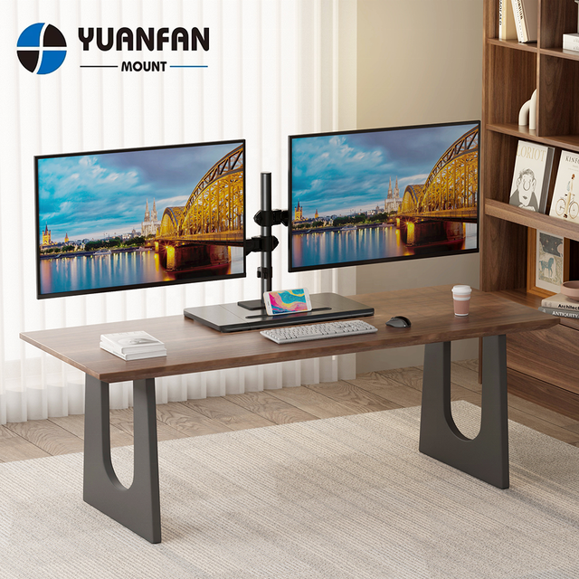 ML81022C 17"-32" 10kg Cost Effective Gas Spring Dual Monitor Arm Desk Stand Base Double Screen Stand Bracket Computer VESA Mount