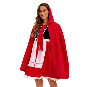 Disfraz de Caperucita Roja para mujer con capa, vestido de cosplay de Halloween, traje de cuento de hadas para adultos - Product Image 2