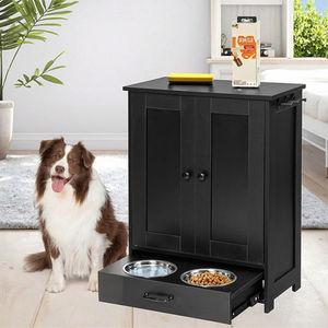 Modern tasarım köpek besleme istasyonu depolama dolabı 2 yükseltilmiş köpek maması kaseleri gizli Pet besleyici istasyonu ahşap kedi depolama organizatör için - Product Image 3