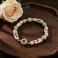 Bracelet artisanal en perles naturelles et pierres naturelles, style chinois, bijoux légers et polyvalents, vente en gros
