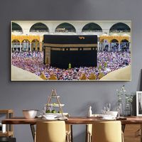 Nouveau produit impression UV sur acrylique Al-Islam mosquée nuit paysage cristal porcelaine peinture arabe art mural pour musulman
