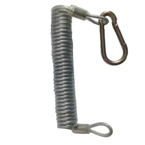 Steel Inside Heavy Duty Fishing Safety Rope Extension Cord Tether, for Deep Sea Fishing Paddles Wire Rope Sing Spring