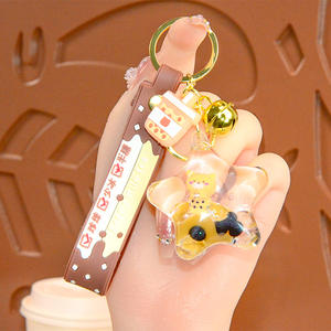 2025ใหม่พวงกุญแจอะคริลิคทรงการ์ตูนสร้างสรรค์ถุงน้ำสำหรับใส่ชานมไข่มุกของประดับแขวนถุงของขวัญเป็นคู่พลาสติกพิมพ์ลาย UV - Product Image 5