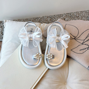 2026 Neue Sommer-Mädchen-Sandalen: Leichte, rutschfeste Outdoor-Strandsandalen, modische flache Zehenstegschuhe mit Schleife für Babys und Kleinkinder, lässige Prinzessinnen-Schuhe - Product Image 2