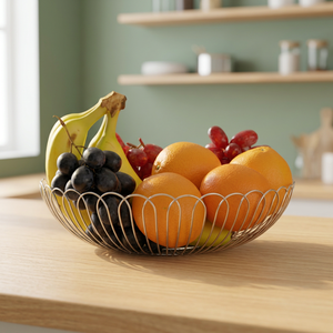 Panier à fruits en fil métallique rond, minimaliste, pour rangement de cuisine, facile à nettoyer, bol en métal à un seul niveau - Product Image 2
