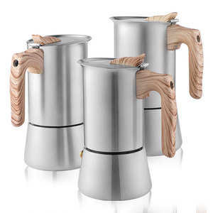 Caffettiera Moka in Acciaio Inox da 6 Tazze (300ml) per Induzione e Piano Cottura, con Valvola di Sicurezza, Personalizzabile con Logo, Stile <span class=keywords><strong>Italiano</strong></span> - Product Image 1