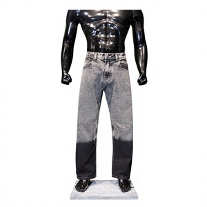 Jeans de Hombre de Pierna Ancha en Algodón Lavado Gris Claro, Estilo Vintage, Casual, Holgado, para Calle, Color Sólido, Verano-Otoño, OEM - Product Image 1